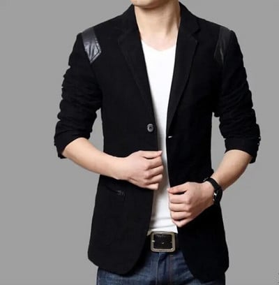 Pánske sako, ležérne, slim fit sako, kožené patchworkové obleky, sako, slim fit sako, biznis oblečenie, ázijské veľkosti M-6XL