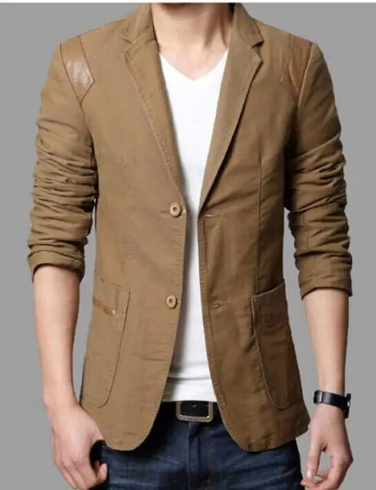 Pánske sako, ležérne, slim fit sako, kožené patchworkové obleky, sako, slim fit sako, biznis oblečenie, ázijské veľkosti M-6XL