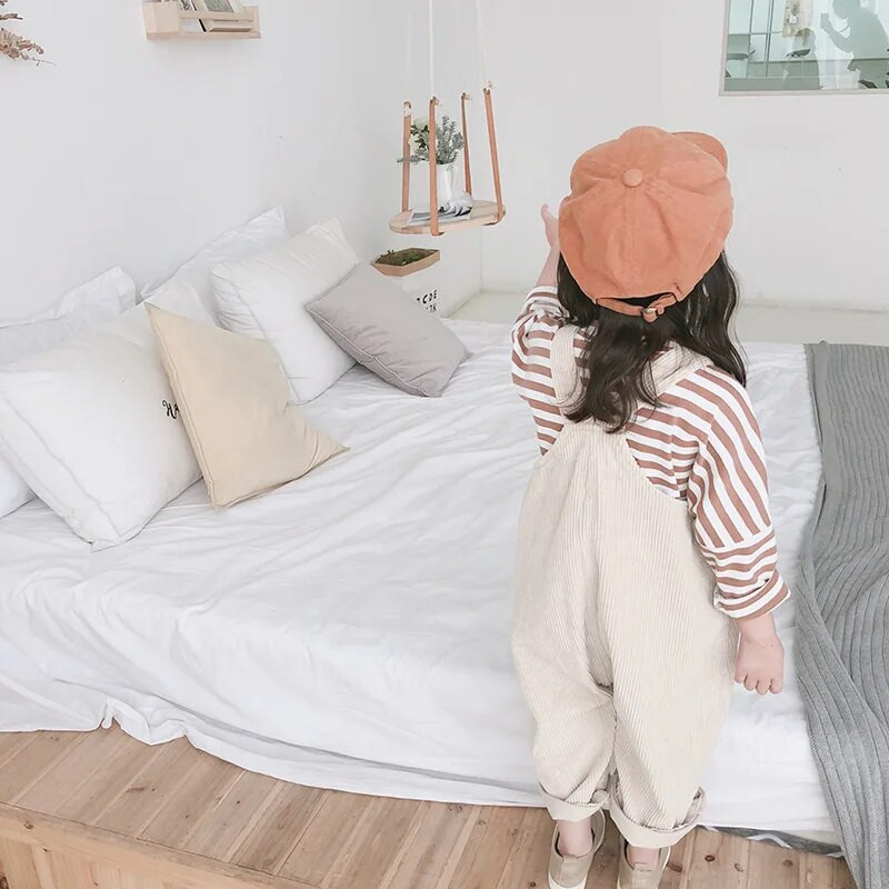 2023 Noi copii, copii mici, băieți, salopete solide, pantaloni cu bretele, pantaloni casual din catifea pentru bebeluși, îmbrăcăminte solidă 9M-5T