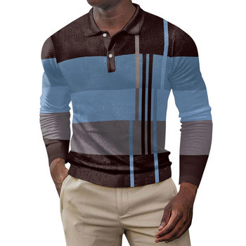 Европейски и американски голям размер нова 2024 г. Поло тениска мъжка бизнес ежедневна дишаща риза с дълги ръкави с ревер S-3XXL