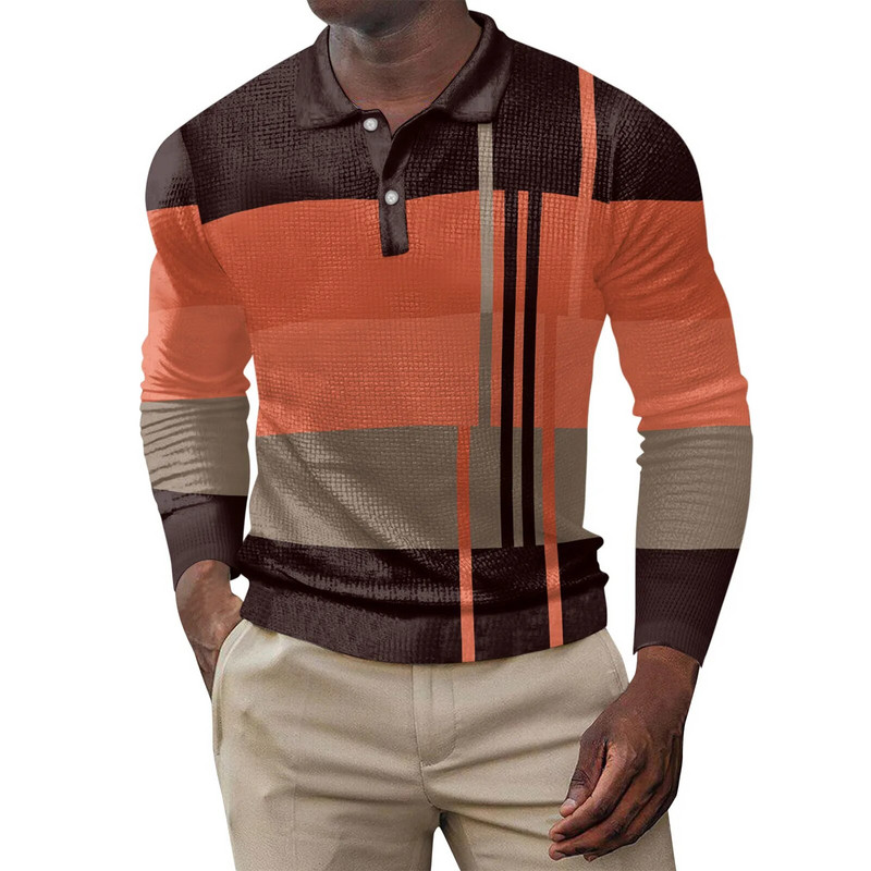 Európske a americké veľké rozmery nové 2024 Polo tričko pánske business casual klopa priedušné košeľa s dlhým rukávom S-3XL