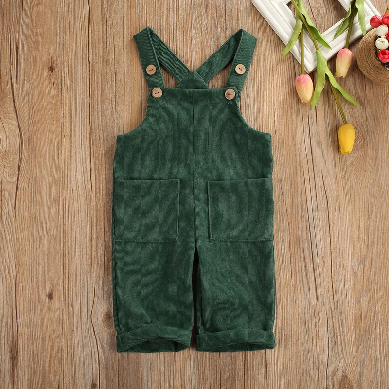 Detské manšestrové nohavice s trakmi pre chlapcov a dievčatá, jesenné oblečenie, detské voľné overaly bez rukávov, detské overaly s vreckami