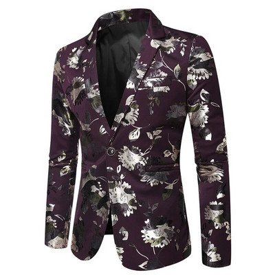 Jachetă de costum social pentru afaceri pentru bărbați noi Negru / Alb / Auriu / Argintiu Moda pentru bărbați Bar KTV Casual Slim Fit Blazer Mantoane