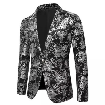 Jachetă de costum social pentru afaceri pentru bărbați noi Negru / Alb / Auriu / Argintiu Moda pentru bărbați Bar KTV Casual Slim Fit Blazer Mantoane