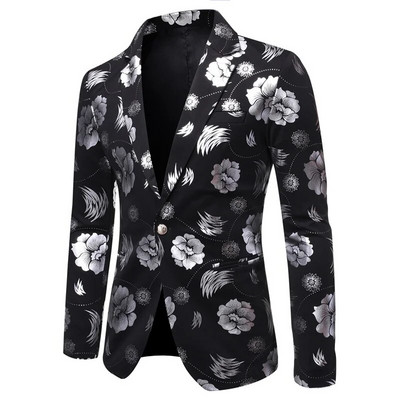 Jachetă de costum social pentru afaceri pentru bărbați noi Negru / Alb / Auriu / Argintiu Moda pentru bărbați Bar KTV Casual Slim Fit Blazer Mantoane