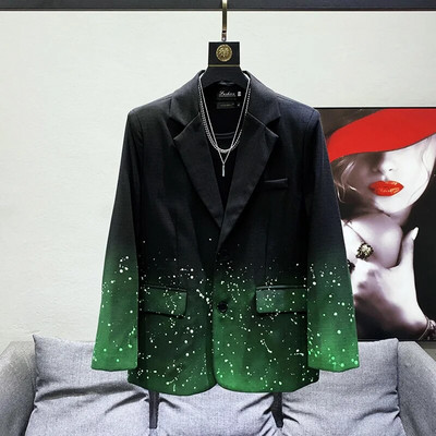 PFHQ Elegantný originálny vysoko kvalitný dizajn Pokročilý gradientový striekaný oblekový kabát Pánsky pekný maľovaný štýlový sako 2023