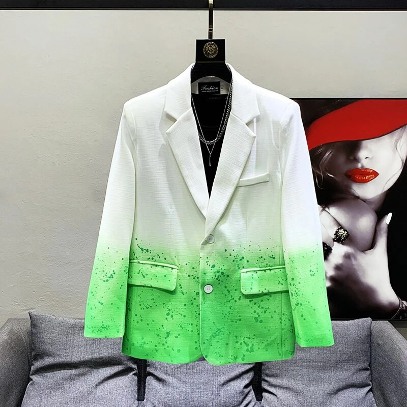 PFHQ Elegantný originálny vysoko kvalitný dizajn Pokročilý gradientový striekaný oblekový kabát Pánsky pekný maľovaný štýlový sako 2023