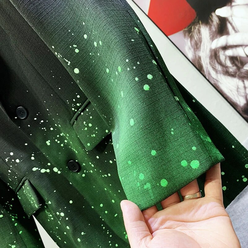 PFHQ Elegantný originálny vysoko kvalitný dizajn Pokročilý gradientový striekaný oblekový kabát Pánsky pekný maľovaný štýlový sako 2023