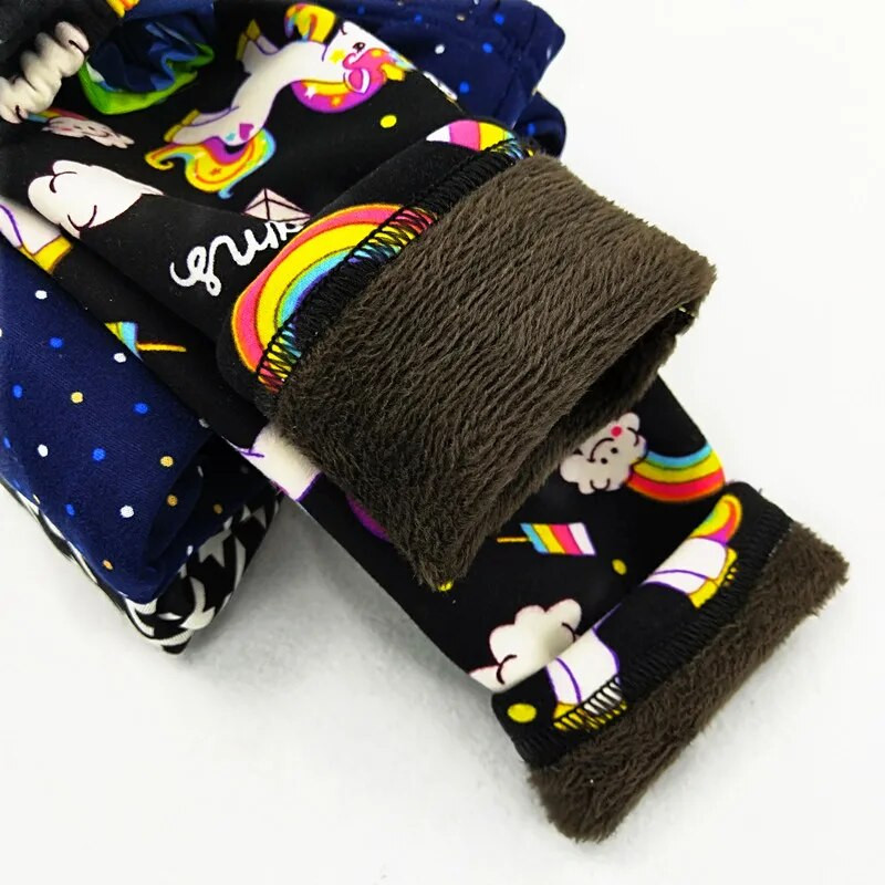 Jednorožec vzor tlač jeseň/zima deti dievčatá legíny zahusťovacie teplé deti chlapci nohavice kreslený detský kostým