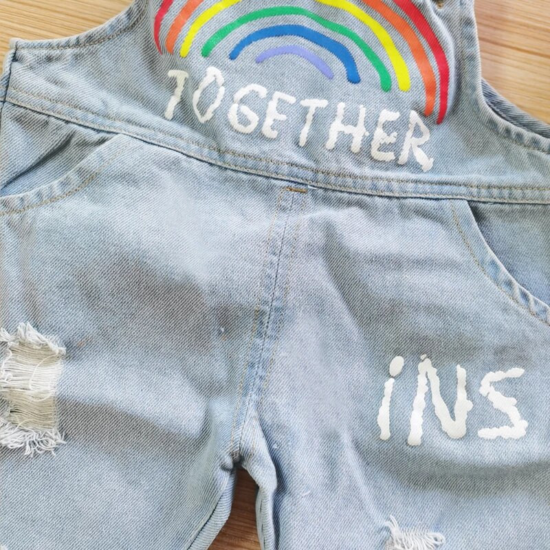 IENENS Detské montérky, dievčenské overaly, džínsy s dúhovou potlačou, džínsové nohavice, overal, batoľa, dlhé nohavice pre dojčatá, 0-4 roky