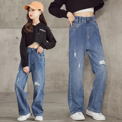 Copii Bebeluși Fete Haine Jeans Pantaloni Copii mici Bebeluși Denim Îmbrăcăminte Pantaloni Copii Pantaloni 4 5 6 7 8 9 10 11 12 13 ani