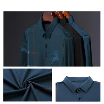Ανδρικό πουλόβερ πέτο άνοιξη και φθινόπωρο με μασίφ ριγέ γράμμα με τύπωμα μακρυμάνικα ρούχα Πόλο μπλουζάκι μπλουζάκι μόδας casual μπλουζάκια