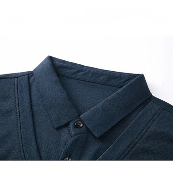 Ανοιξιάτικο και Φθινόπωρο Ανδρικό πουλόβερ με κουμπί πέτο μονόχρωμο Splice V-λαιμόκοψη Fake Two Piece Ανδρικά Μόδα Πόλο στο κάτω μέρος