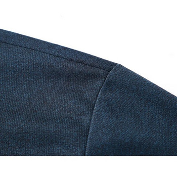 Пролетен и есенен мъжки пуловер с реверно копче, едноцветно снаждане с V-образно деколте Фалшиво мъжко поло долнище от две части Модни официални горнища
