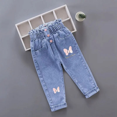Blugi pentru fete pentru copii, pantaloni lungi cu desene animate, primăvară, toamnă, imprimeu cu graffiti, pantaloni casual cu orificii, pantaloni denim pentru copii