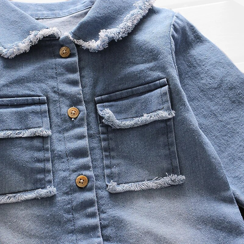 DIIMUU Bebeluși Copii Fete Îmbrăcăminte Copii mici Topuri Salopete Pantaloni denim Moda Copii Salopete casual Pantaloni cu mânecă lungă