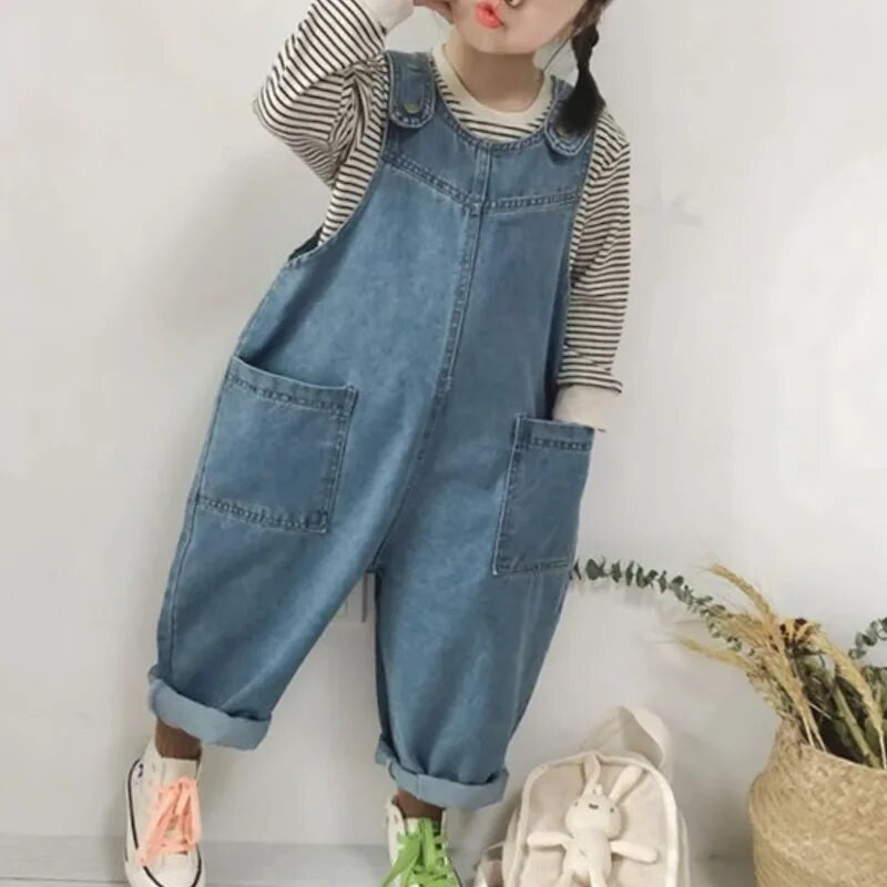 2024Jar Jeseň Nová móda Všestranná móda Živé Roztomilé Detské Overaly Kórejské Voľné Popularita Detské Oblečenie Y2K Nohavice