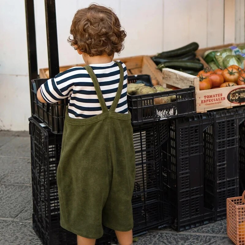 100% bumbac pentru copii din pânză măsline Terry salopete comode primăvară toamnă noi băieți și fete ocazional salopete largi fără mâneci TZ365