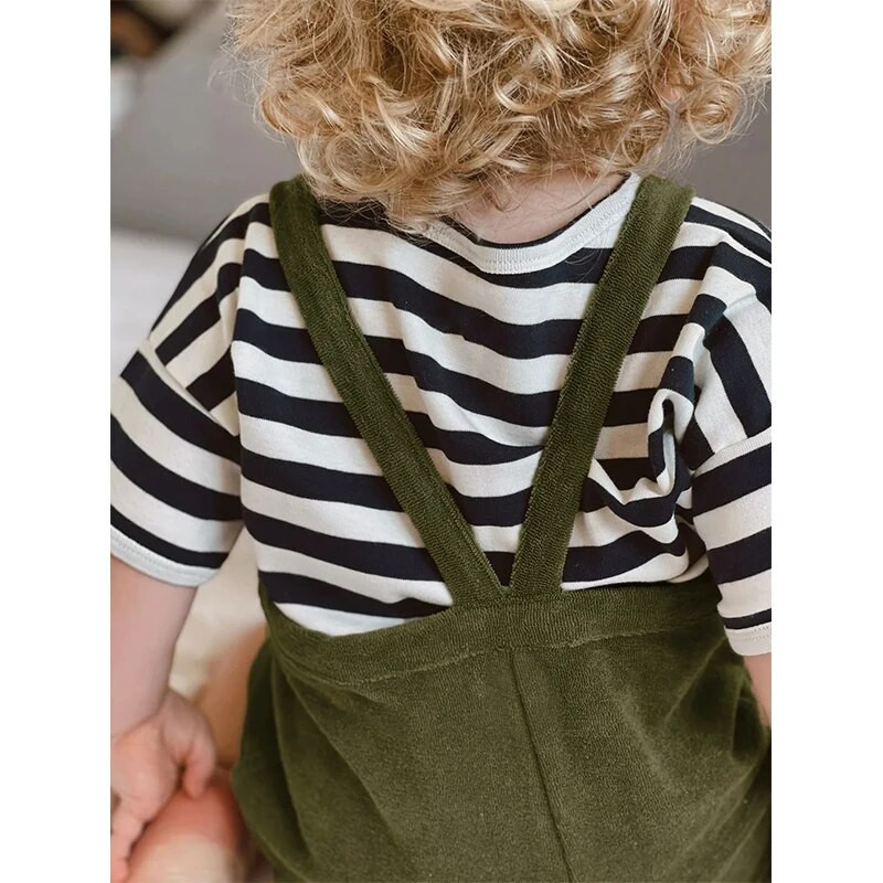 100% bumbac pentru copii din pânză măsline Terry salopete comode primăvară toamnă noi băieți și fete ocazional salopete largi fără mâneci TZ365