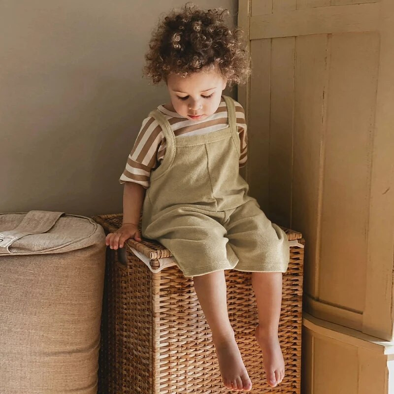 100% bumbac pentru copii din pânză măsline Terry salopete comode primăvară toamnă noi băieți și fete ocazional salopete largi fără mâneci TZ365