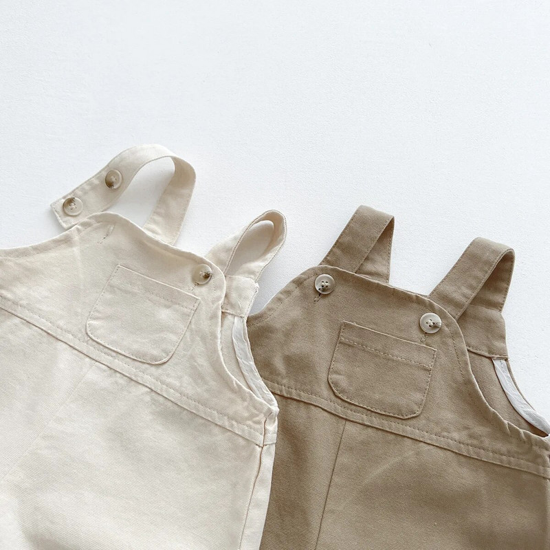 Jarné a letné kombinézy pre chlapcov z Kórey 2023, bavlnené, jednofarebné, s trakmi, všestranné, jednoduché, pre batoľatá a chlapcov