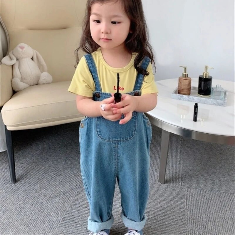 2023 Jumpsuit Tüdrukutele Lapsed Kevadsügis Teksad Kombinesoon Kleit Romperid Kawaii Kombinesoonid Teksapüksid Supenderpüksid Moodsad lapsed