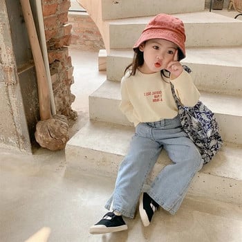 Пролет и есен 2022 г. Нови корейски модни дънки за момичета Детски дрехи Широки панталони Ежедневни панталони Тенденция Модни дрехи