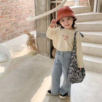 Пролет и есен 2022 г. Нови корейски модни дънки за момичета Детски дрехи Широки панталони Ежедневни панталони Тенденция Модни дрехи