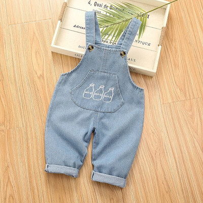 DIIMUU Salopete pentru copii mici Îmbrăcăminte pentru copii Băieți Fete Salopete din denim Ocazional Urs Patchwork Jeans Pantaloni Sugar Bebe Pantaloni
