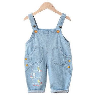DIIMUU Salopete pentru copii mici Îmbrăcăminte pentru copii Băieți Fete Salopete din denim Ocazional Urs Patchwork Jeans Pantaloni Sugar Bebe Pantaloni