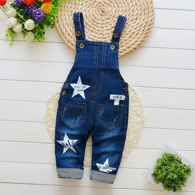 DIIMUU Salopete pentru copii mici Îmbrăcăminte pentru copii Băieți Fete Salopete din denim Ocazional Urs Patchwork Jeans Pantaloni Sugar Bebe Pantaloni
