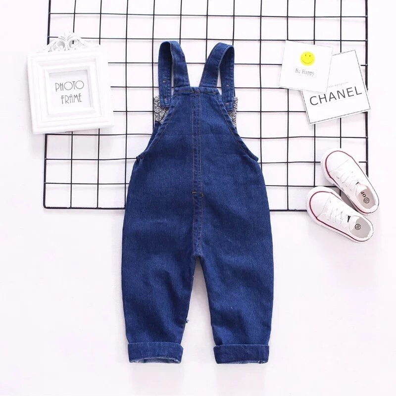DIIMUU Salopete pentru copii mici Îmbrăcăminte pentru copii Băieți Fete Salopete din denim Ocazional Urs Patchwork Jeans Pantaloni Sugar Bebe Pantaloni