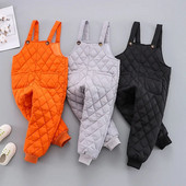 Jesenné a zimné nohavice pre chlapcov a dievčatá 2022, detské bavlnené overaly v tvare diamantu, jednofarebné overaly s vreckami