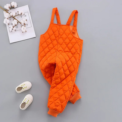 Jesenné a zimné nohavice pre chlapcov a dievčatá 2022, detské bavlnené overaly v tvare diamantu, jednofarebné overaly s vreckami