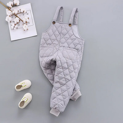 Jesenné a zimné nohavice pre chlapcov a dievčatá 2022, detské bavlnené overaly v tvare diamantu, jednofarebné overaly s vreckami
