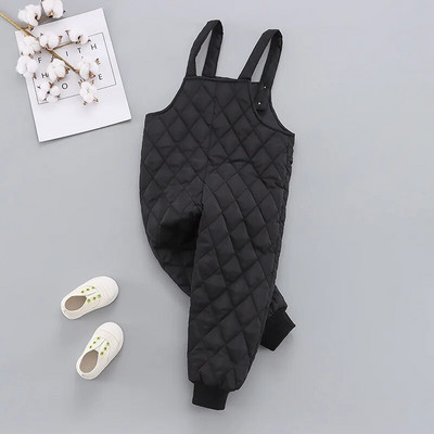 Jesenné a zimné nohavice pre chlapcov a dievčatá 2022, detské bavlnené overaly v tvare diamantu, jednofarebné overaly s vreckami