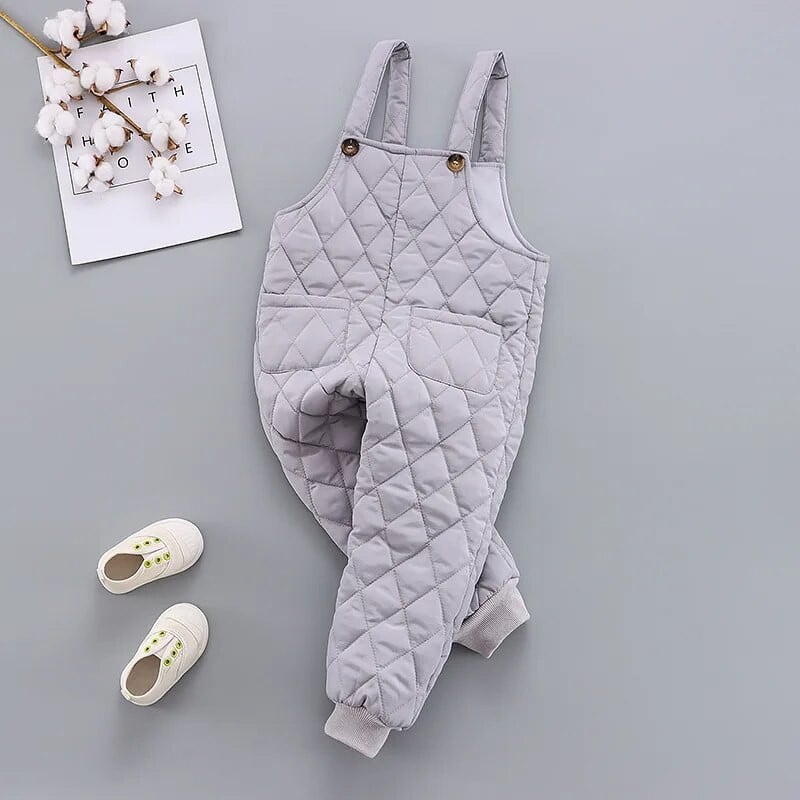 Jesenné a zimné nohavice pre chlapcov a dievčatá 2022, detské bavlnené overaly v tvare diamantu, jednofarebné overaly s vreckami