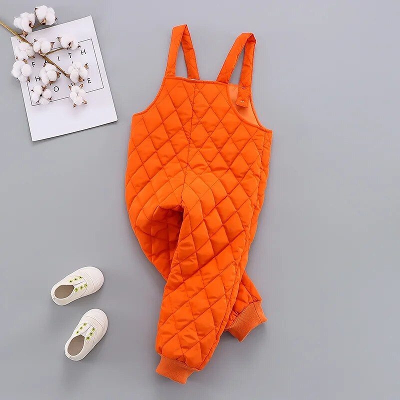 Jesenné a zimné nohavice pre chlapcov a dievčatá 2022, detské bavlnené overaly v tvare diamantu, jednofarebné overaly s vreckami
