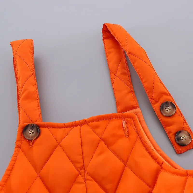 Jesenné a zimné nohavice pre chlapcov a dievčatá 2022, detské bavlnené overaly v tvare diamantu, jednofarebné overaly s vreckami