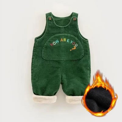 Zimné unisex batoľacie detské manšestrové montérky overaly pre deti ležérne teplé nohavice nadrozmerné písmená voľný overal detské oblečenie