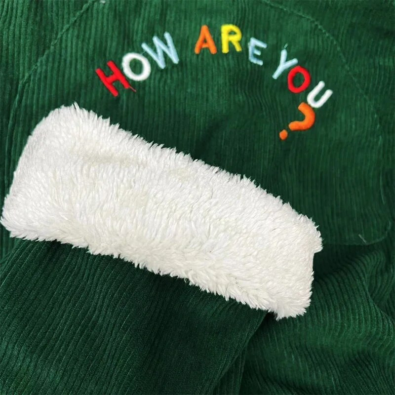 Zimné unisex batoľacie detské manšestrové montérky overaly pre deti ležérne teplé nohavice nadrozmerné písmená voľný overal detské oblečenie