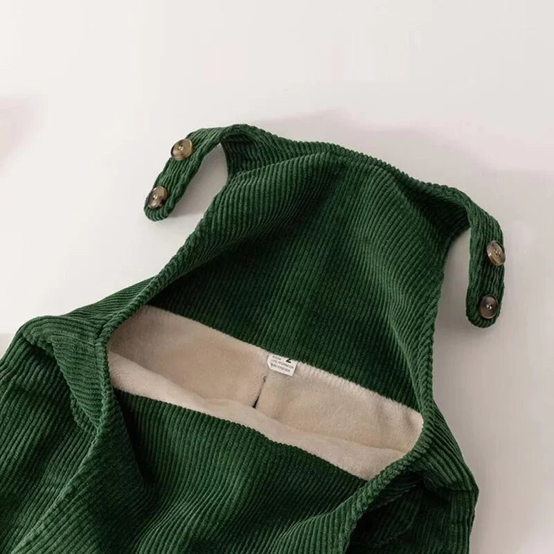 Zimné unisex batoľacie detské manšestrové montérky overaly pre deti ležérne teplé nohavice nadrozmerné písmená voľný overal detské oblečenie