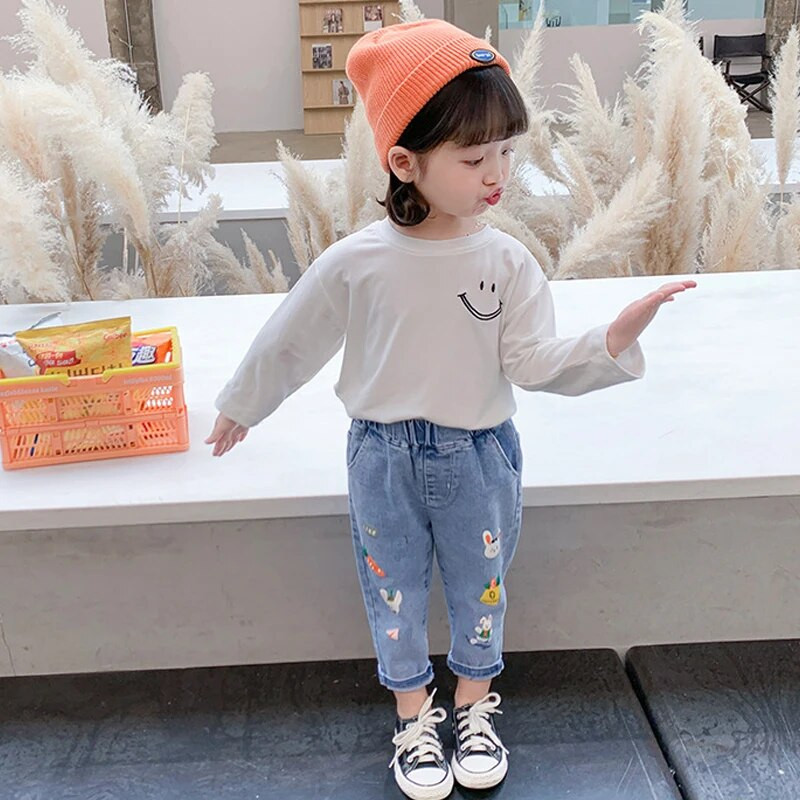 IENENS Detské dievčenské ležérne oblečenie, rifle, nohavice, batoľa, džínsové oblečenie, nohavice, detské nohavice, veľkosť 1, 2, 3, 4, 5, 6, 7 rokov