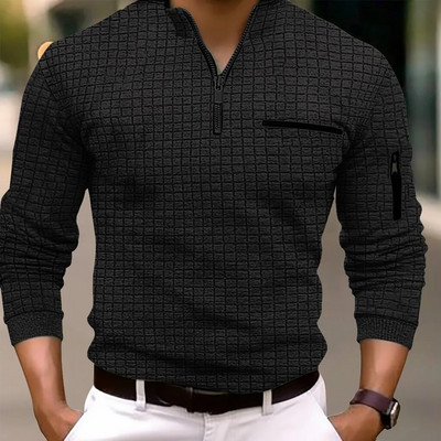 2024, primăvară, țesătură în carouri, tricou casual pentru bărbați, cel mai bine vândut Europa și Statele Unite ale Americii, culoare solidă, pentru bărbați, sl lung