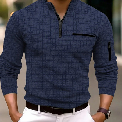 2024, primăvară, țesătură în carouri, tricou casual pentru bărbați, cel mai bine vândut Europa și Statele Unite ale Americii, culoare solidă, pentru bărbați, sl lung