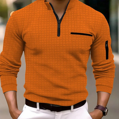 2024, primăvară, țesătură în carouri, tricou casual pentru bărbați, cel mai bine vândut Europa și Statele Unite ale Americii, culoare solidă, pentru bărbați, sl lung