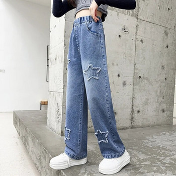 Ανοιξιάτικο φθινόπωρο Teenager Girls Jeans with Star Pattern Casual Fashion Παιδικά Φαρδιά Παντελόνια Σχολικά Παιδικά Τζιν Παντελόνια 8 10 12 14Y