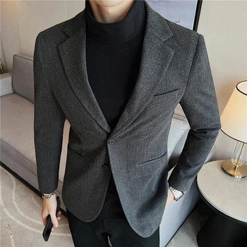 Νέα μπουτίκ μόδας όμορφος τζέντλεμαν high-end φθινόπωρο και χειμώνα ανδρικό μάλλινο παλτό blazer trendy όμορφος σκούρο ριγέ νίκι