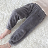 Pantaloni de iarnă pentru copii din lână corali, uni, grosi, calduri, toamnă, copii, talie elastică, pantaloni largi, drepți, pentru băieți, fete, 1-10T