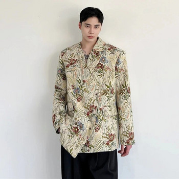 LUZHEN 2024 Ανοιξιάτικη Μοντέρνα Αυθεντική Floral Print Niche Σχέδιο Ανδρικό σακάκι ασύμμετρο μαξιλαράκι ώμου Αντρικό κοστούμι παλτό 3cb11b